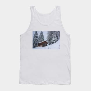 Snowy Landscape with Cabin Tank Top